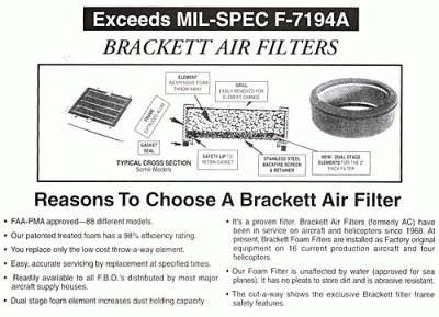 Brackett Air Filter Chart