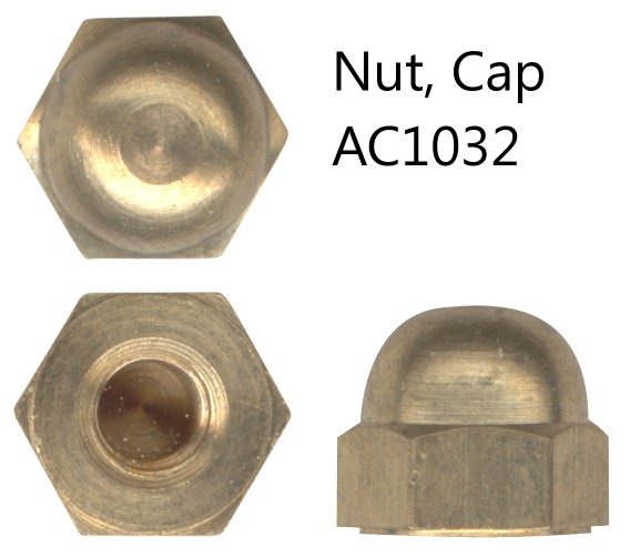 Cap Nut,7/16-20,Brass,Plain,PK5