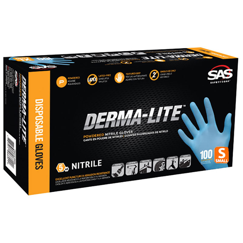 Derma-Lite Nitrile Disposable Gloves Size Small - Powdered - Box Of 100
