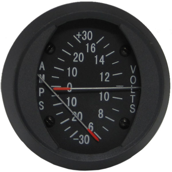 Swift Gauge Dual 2 Inch Round Ammeter / Voltmeter +/30A / 616V Non