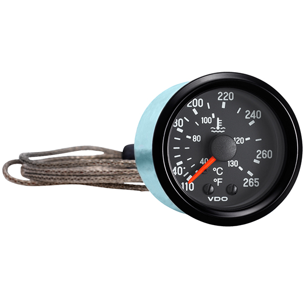 VDO WATER TEMPERATURE MECHANICAL GAUGE WITH 72 INCH CAPILLARY - 265°F