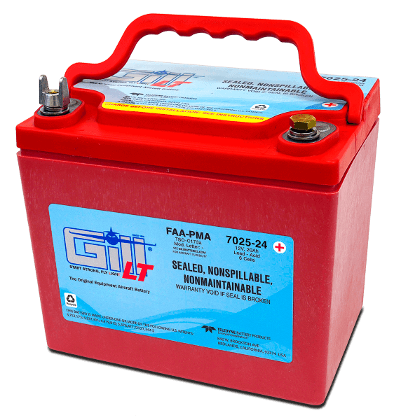 Gill 7025 24 Lt Super Capacity Sealed Lead Acid Battery Aircraft Spruce Gill 7025 24 Lt Super Capacity Sealed Lead Acid Battery Aircraft Spruce