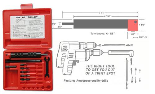 90 Degree Right Angle Drill Attachment & Threaded Accessories Tight Fit  Drill Kit - Standard Boxed