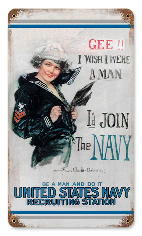 Gee Navy Vintage Metal Sign