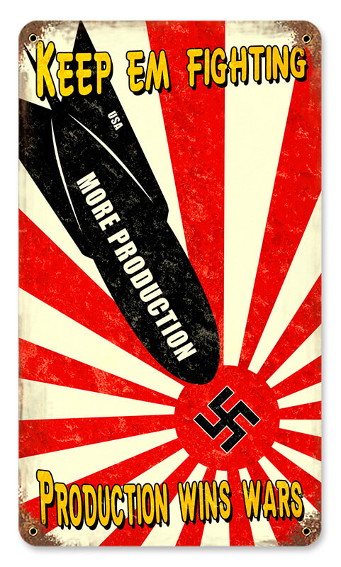 Production Wins Vintage Metal Sign