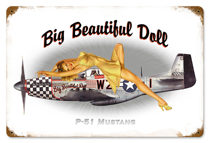 P-51 Pin Up Metal Sign 12X8