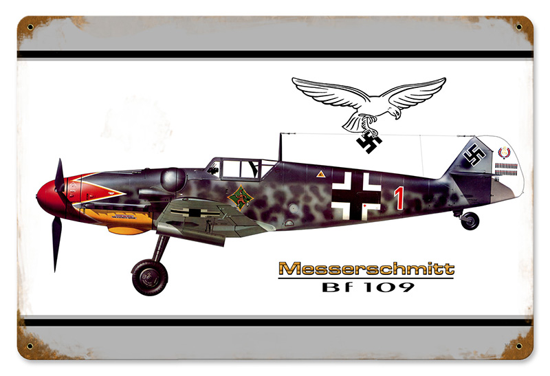 Bf-109 Messerschmitt Vintage Metal Sign