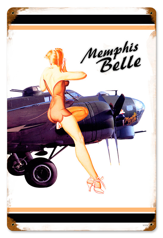 Memphis Belle White Vintage Metal Sign