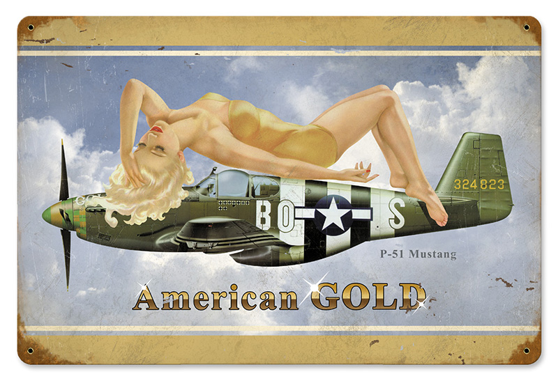 American Gold Vintage Metal Sign