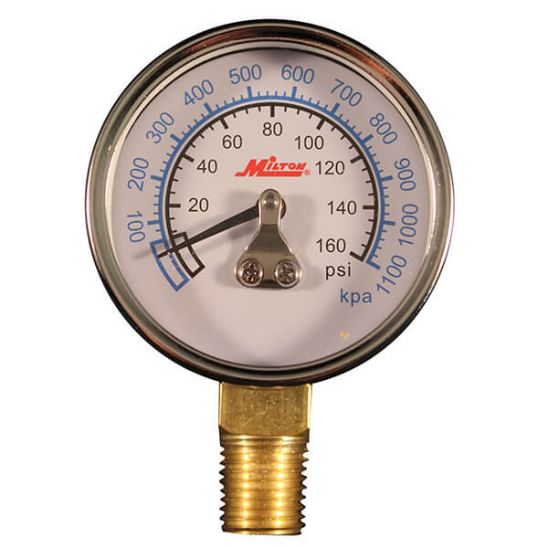 Milton Gage 1/4 NPT 0-160 PSI - Bottom Mount