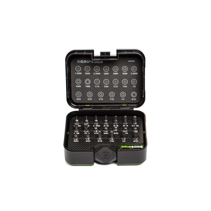GRIPEDGE - 20-Pc 1/4Dr Short RPT Hex Driver Set