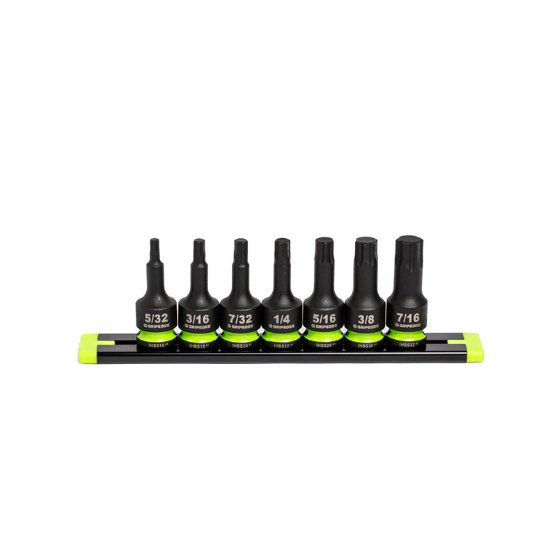 GRIPEDGE - 7-Pc 3/8 Drive Short SAE Impact Hex Driver Set