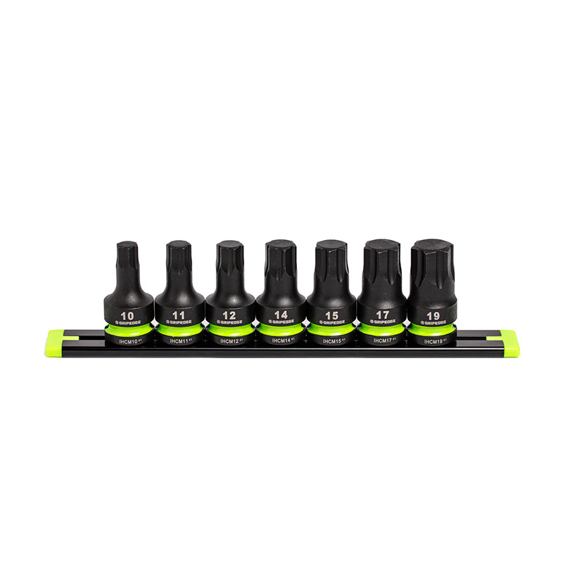 GRIPEDGE - 7-Pc 1/2 Drive Short Metric Impact Hex Driver Set