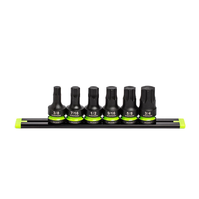 GRIPEDGE - 6-Pc 1/2 Drive Short SAE Impact Hex Driver Set