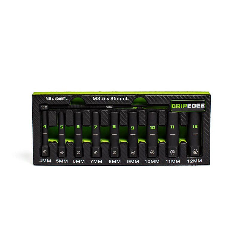 GRIPEDGE - 9-Pc 1/4 Drive Metric Deep Socket Extractor Set