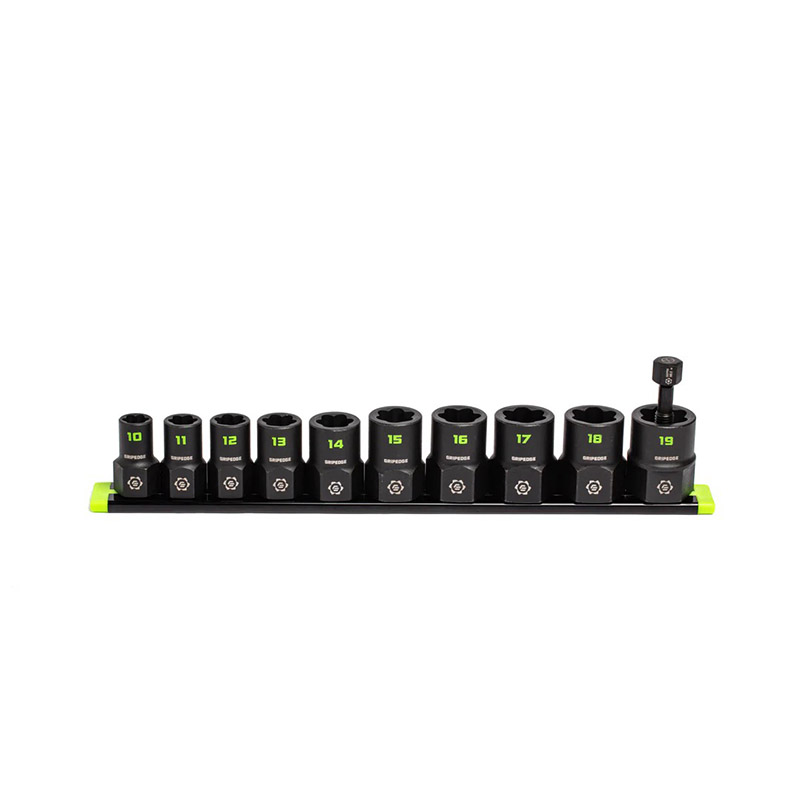 GRIPEDGE - 10-Pc 3/8 Drive Metric Socket Extractor Set