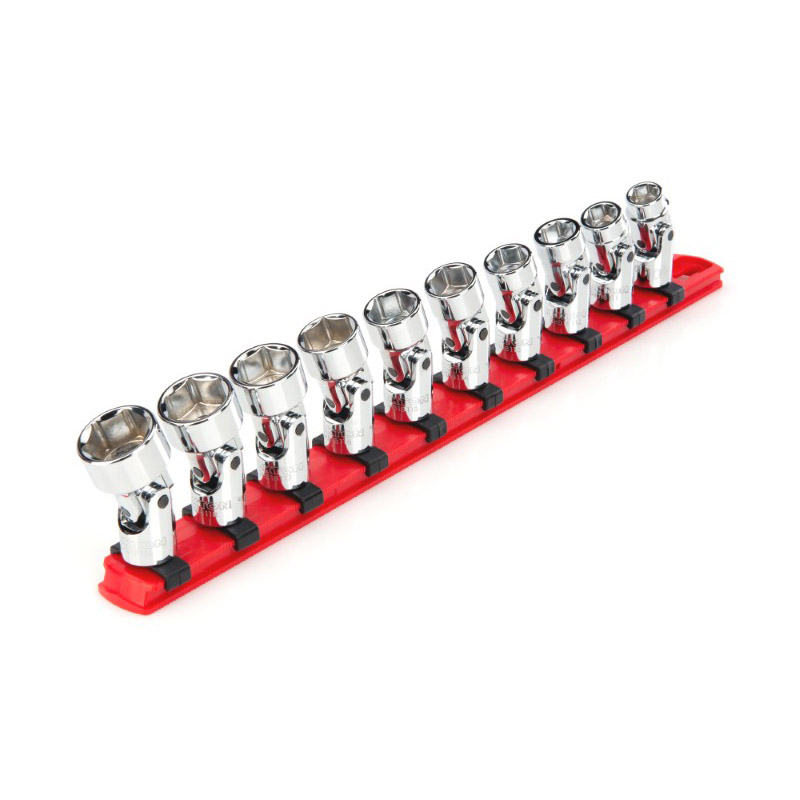 TEKTON - 3/8 Inch Drive 6-Point Universal Joint Socket Set With Rail 7-Piece (3/8-3/4 In.) SHD91118