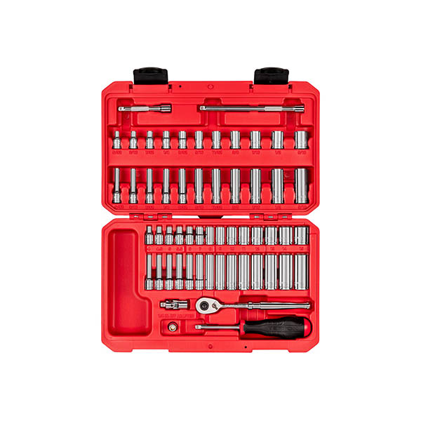 TEKTON - 1/4 Inch Drive 12-Point Socket And Ratchet Set With Case 56-Piece (5/32-9/16 In. 4-15 Mm) SKT05304
