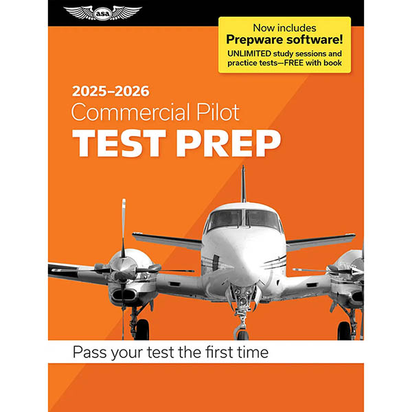 ASA Test Prep 2025-2026: Commercial Pilot with Prepware Software (Softcover)