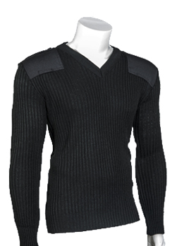 V-Neck Pullover Sweater Black Lg Durapil Acrylic