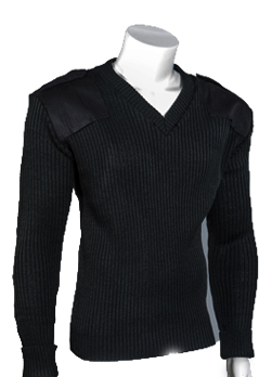 V-Neck Pullover Sweater Black Lg Wool Blend
