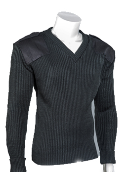 V-Neck Pullover Sweater Dark Navy Med Wool Blend