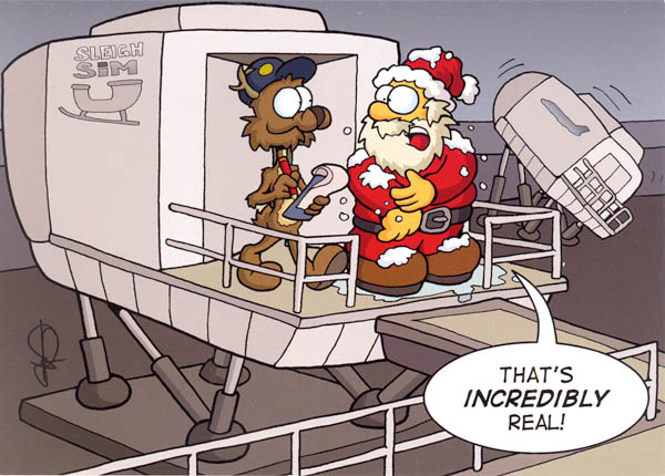 Santa At Sleigh Simulator Christmas Cards 10 Pack