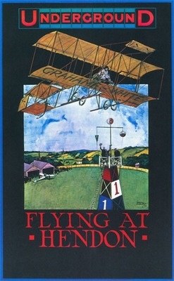 Underground Flying At Hendon Postcard