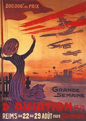 Postcard Woman Waving During Great Wk Of Aviation