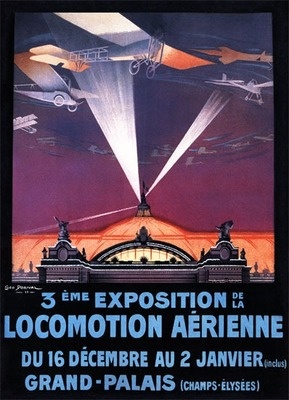 Postcard 1911 Air Show Plane Flying Over Searchlight
