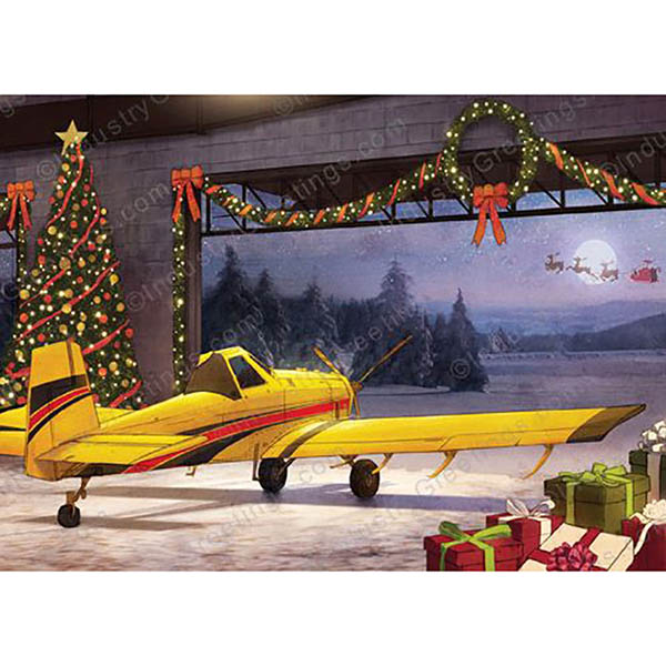 Holiday Card Agricultural Aviation Hangar - 10 Pack
