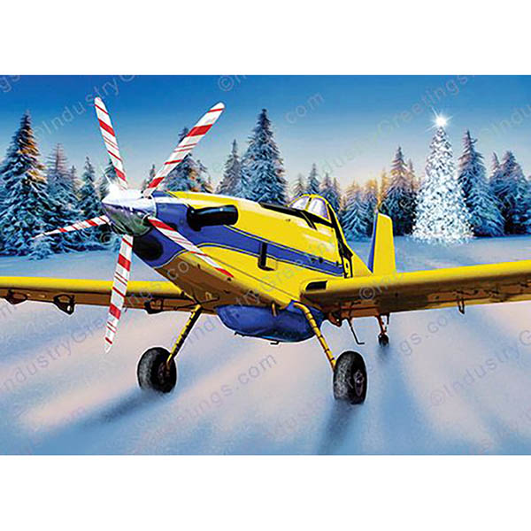 Holiday Card Yellow Air Tractor (10Pk)