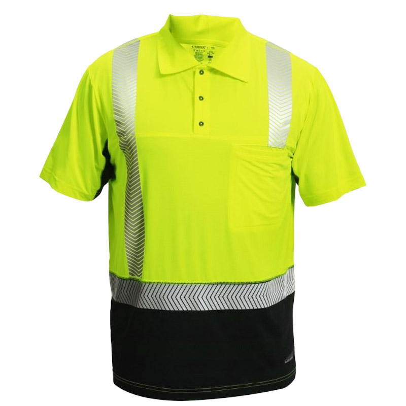 Kishigo Premium Black Series Cool Touch Short Sleeve Polo Shirt XL Lime Class 2
