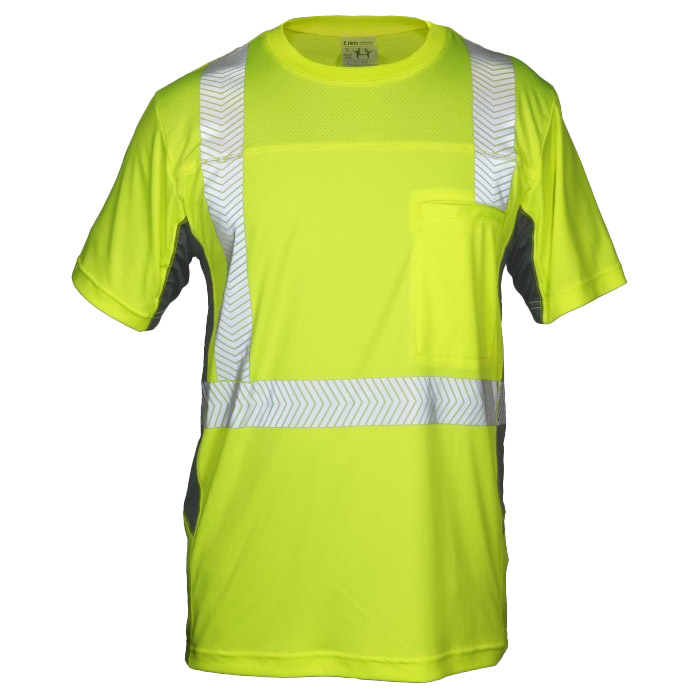 Kishigo Premium Black Mens Cool Touch Short Sleeve T-Shirt L Lime/Black Class 2