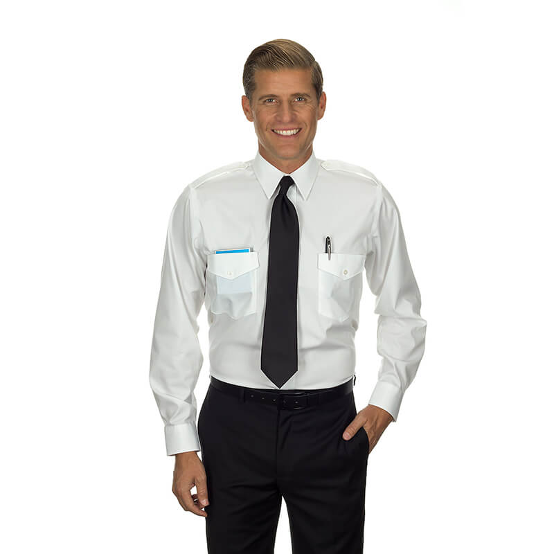 Commander Pilot Shirt White Men Long Sleeve 19.5 36/37