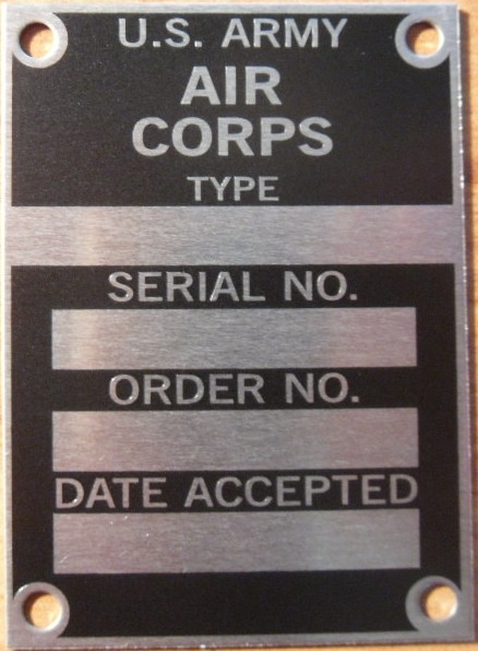 U.S. Army Air Corp Data Plate | Aircraft Spruce