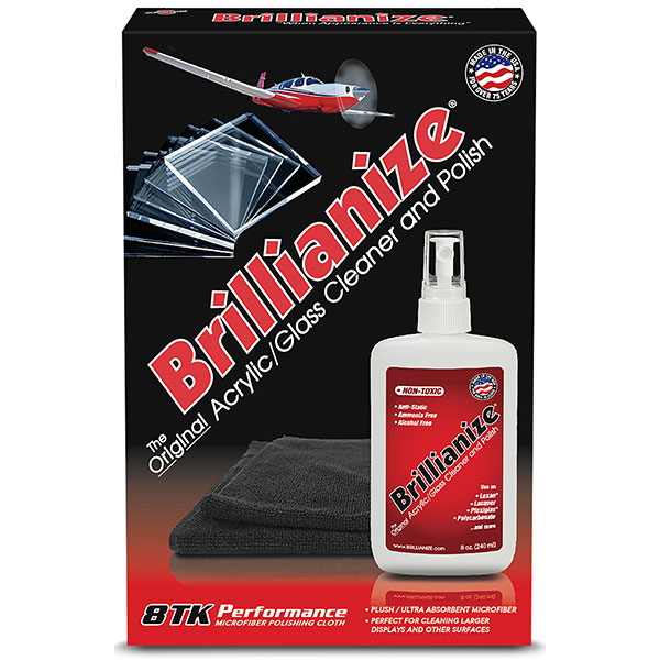 Brillianize Plastic and Glass Cleaning Kit with Terry Style Microfiber Polishing Cloth