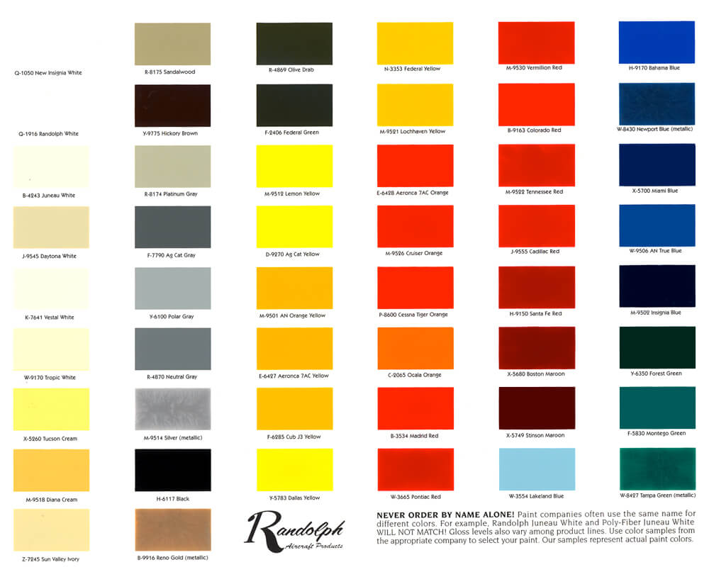 Urethane Paint Color Chart