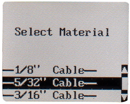 SElect Material Screen