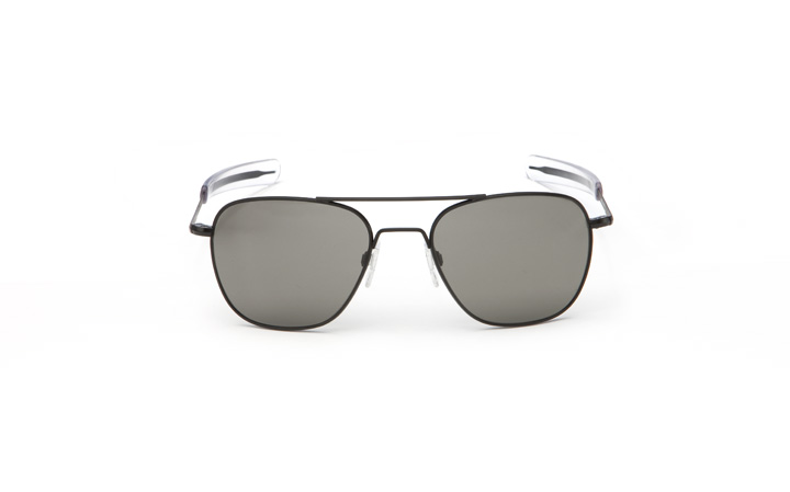 Randolph Aviator Sunglasses - 55MM Black Bayonet Temple Grey Ar Lens