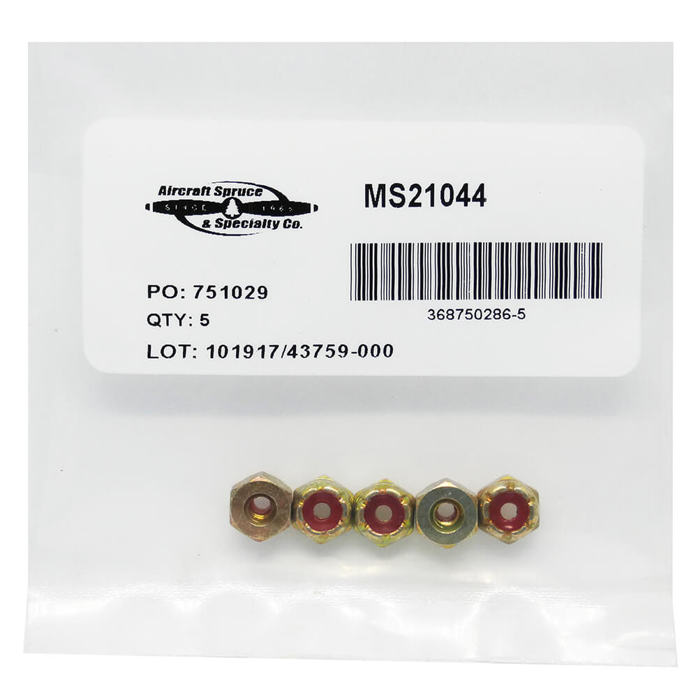 Stainless Steel Lock Nut MS21044C04 (Pack Of 5) | Aircraft Spruce