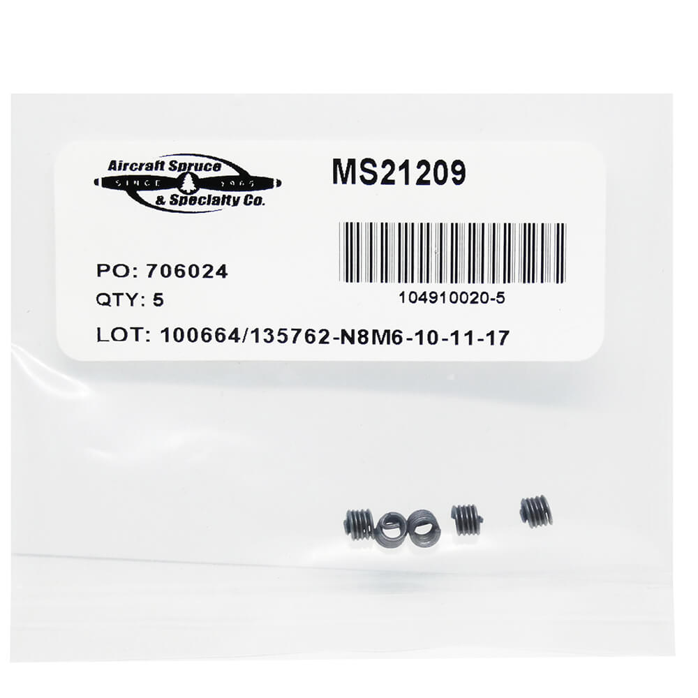 Screw Thread Inserts, Self Locking MS21209C0610 (Pack Of 5) | Aircraft ...
