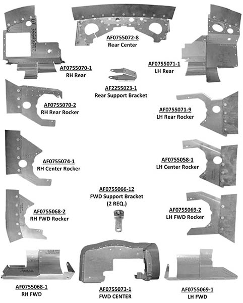 Airforms inc engine baffle kit powder coated c182t pcbk aircraft