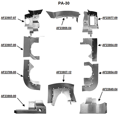 Airforms Inc. Engine Baffle Kit Powder Coated Org Seal - PA30-PCOR