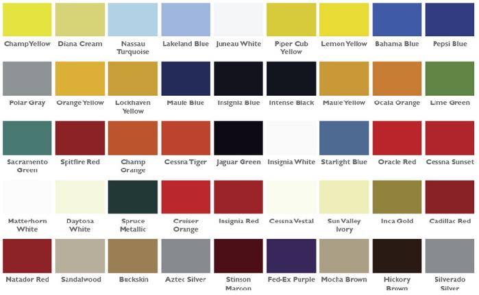 Urethane Paint Color Chart